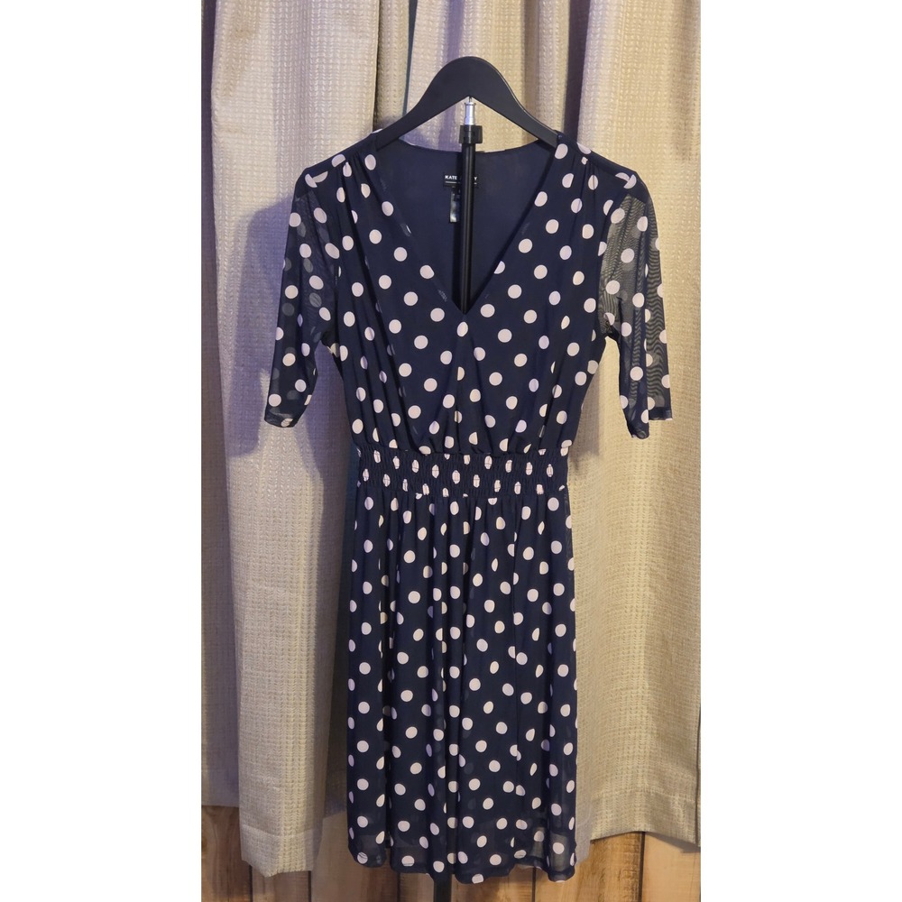 Kate And Lily Petite Short Sleeve V-Neck Polka Dot Dress Women's Size 6P‎
